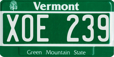 VT license plate XOE239