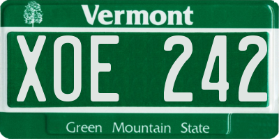 VT license plate XOE242