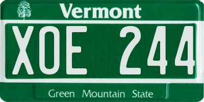 VT license plate XOE244
