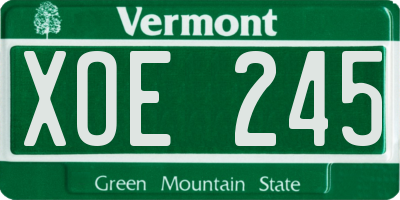 VT license plate XOE245