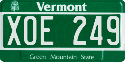 VT license plate XOE249