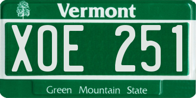 VT license plate XOE251