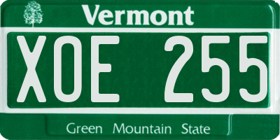VT license plate XOE255