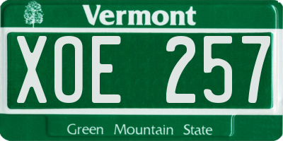 VT license plate XOE257