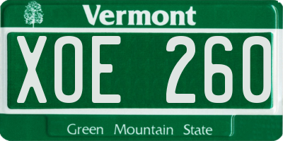 VT license plate XOE260