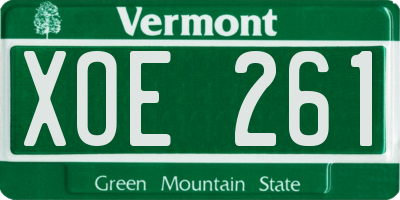 VT license plate XOE261