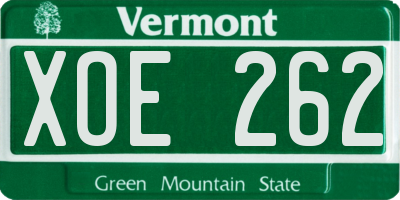 VT license plate XOE262