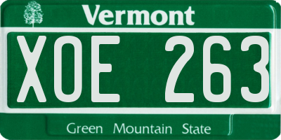 VT license plate XOE263