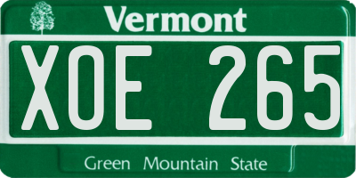 VT license plate XOE265