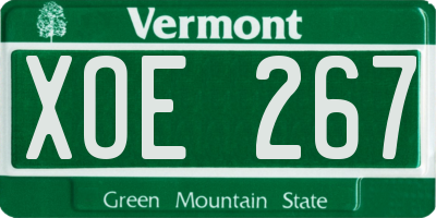 VT license plate XOE267