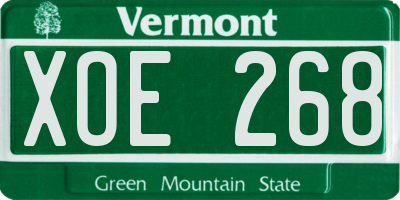 VT license plate XOE268