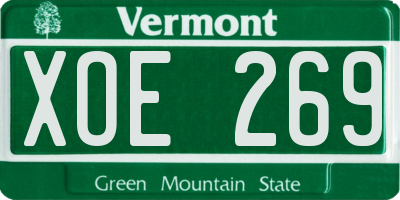 VT license plate XOE269