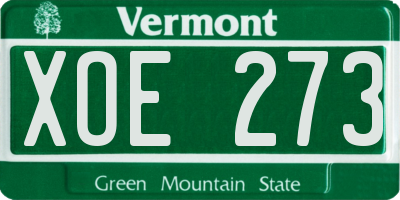 VT license plate XOE273