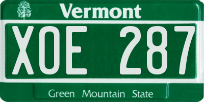 VT license plate XOE287