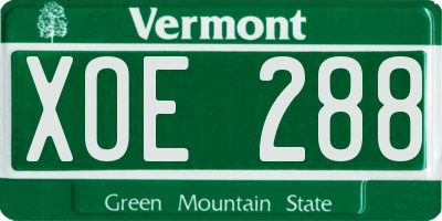 VT license plate XOE288