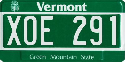 VT license plate XOE291
