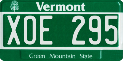 VT license plate XOE295