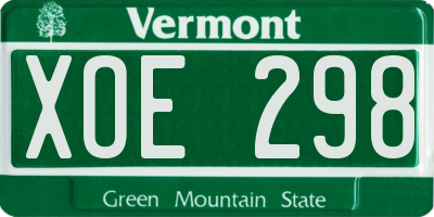 VT license plate XOE298