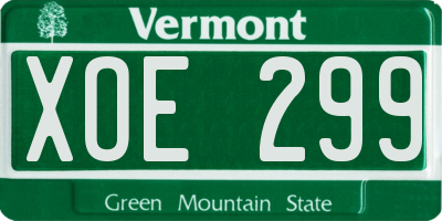 VT license plate XOE299