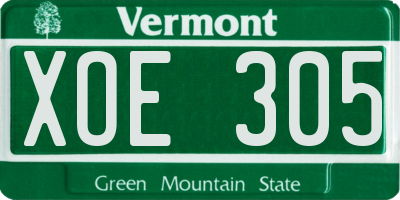 VT license plate XOE305