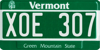 VT license plate XOE307