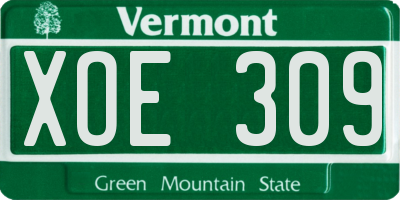 VT license plate XOE309
