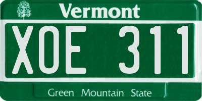 VT license plate XOE311