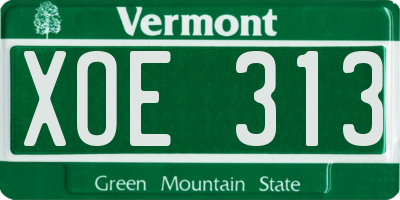 VT license plate XOE313