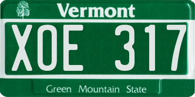 VT license plate XOE317
