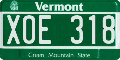 VT license plate XOE318