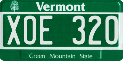 VT license plate XOE320