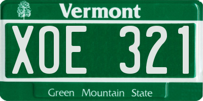 VT license plate XOE321