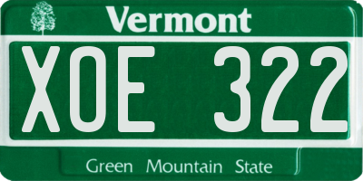 VT license plate XOE322