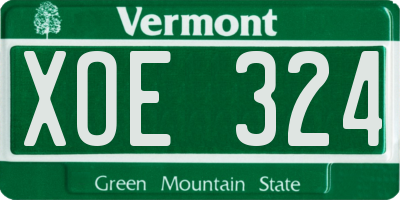 VT license plate XOE324