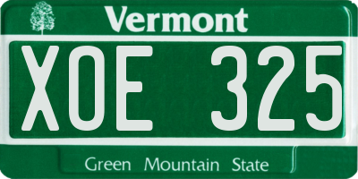 VT license plate XOE325