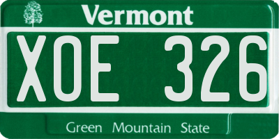VT license plate XOE326