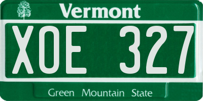 VT license plate XOE327