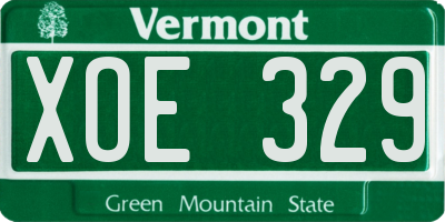 VT license plate XOE329