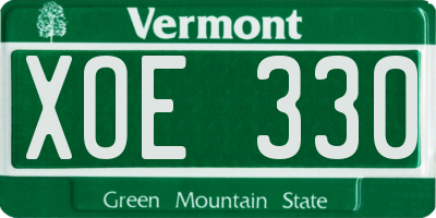 VT license plate XOE330