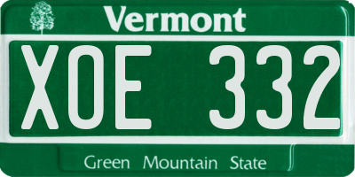VT license plate XOE332