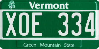 VT license plate XOE334