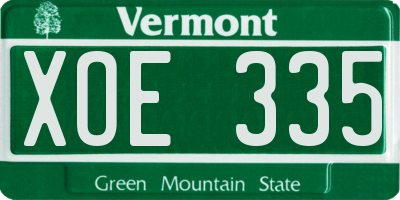VT license plate XOE335