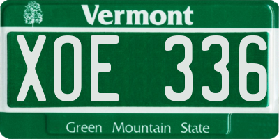 VT license plate XOE336