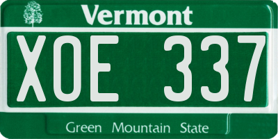 VT license plate XOE337
