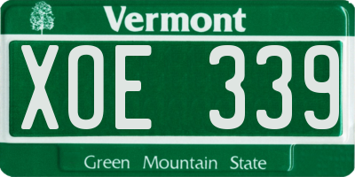 VT license plate XOE339