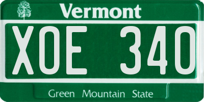 VT license plate XOE340