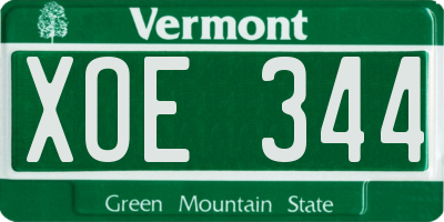 VT license plate XOE344