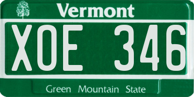 VT license plate XOE346