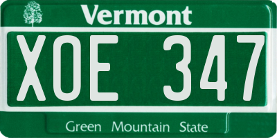 VT license plate XOE347