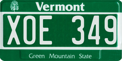 VT license plate XOE349